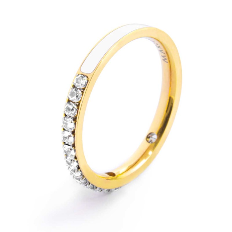 Anello Marlù donna Zirconi e smalto bianco gold