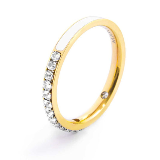 Anello Marlù donna Zirconi e smalto bianco gold