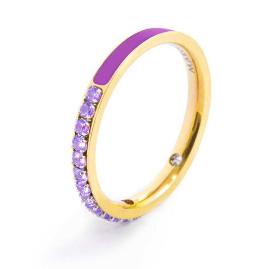 Anello Marlù donna Zirconi e smalto viola gold