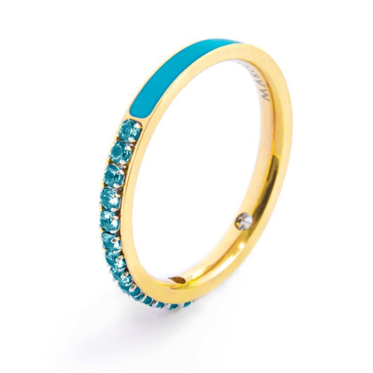 Anello Marlù donna Zirconi e smalto azzurro gold