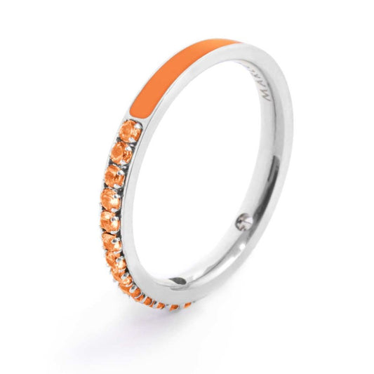 Anello Marlù donna Zirconi e smalto arancione