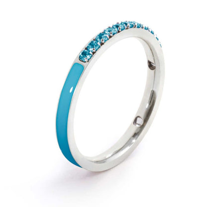 Anello Marlù donna Zirconi e smalto azzurro