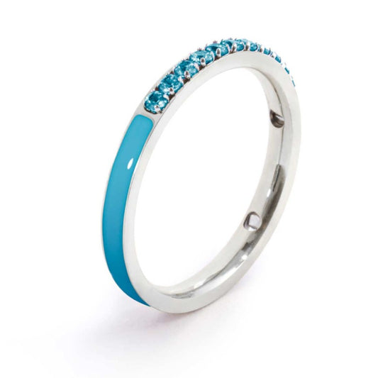 Anello Marlù donna Zirconi e smalto azzurro