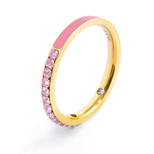 Anello Marlù donna Zirconi e smalto rosa gold