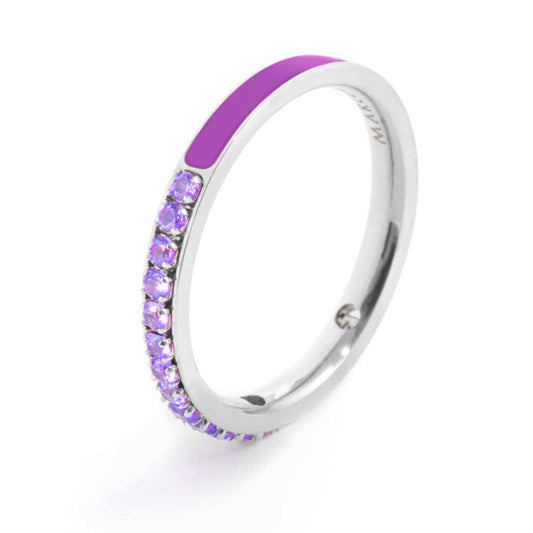 Anello Marlù donna Zirconi e smalto viola