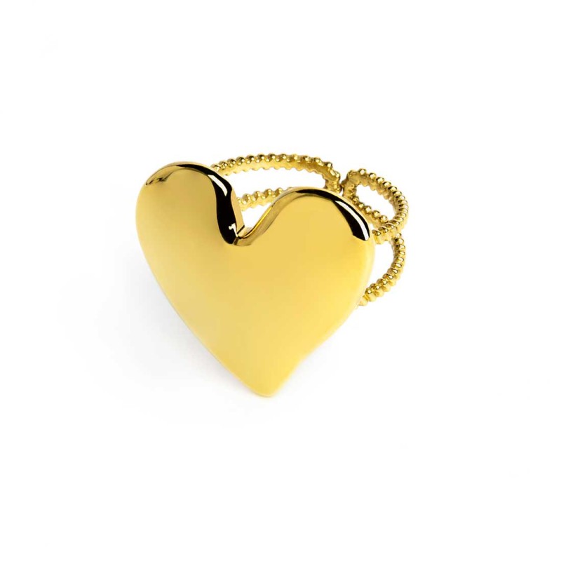 Anello Marlù Cuore irregolare martellato gold