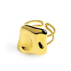 Anello Marlù Piastra quadrata irregolare martellata gold