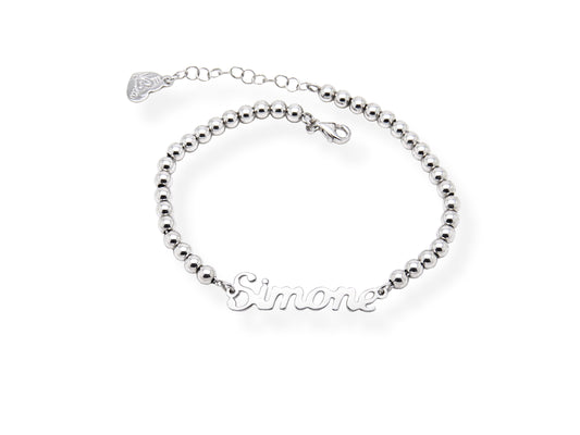 Bracciale con nome e sfere medium