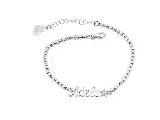 Bracciale con nome ,sferette sfaccettate e stellina