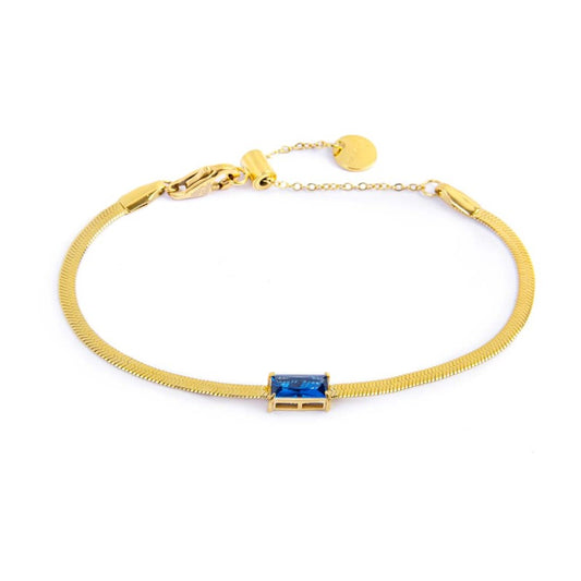 Bracciale Marlù Donna catena snake con zircone baguette Blu