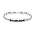 Bracciale Marlù uomo Catena sonaglio piatta centrale con elementi in ceramica sfaccettata nera lucida