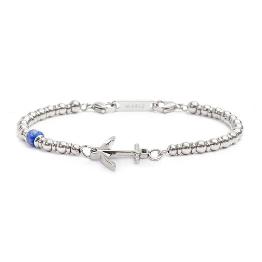 Bracciale Marlù Uomo con ancora elementi in ematite ed acciaio e rondella sodalite