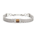 Bracciale Marlù Uomo con pietra centrale catena mesh occhio di tigre
