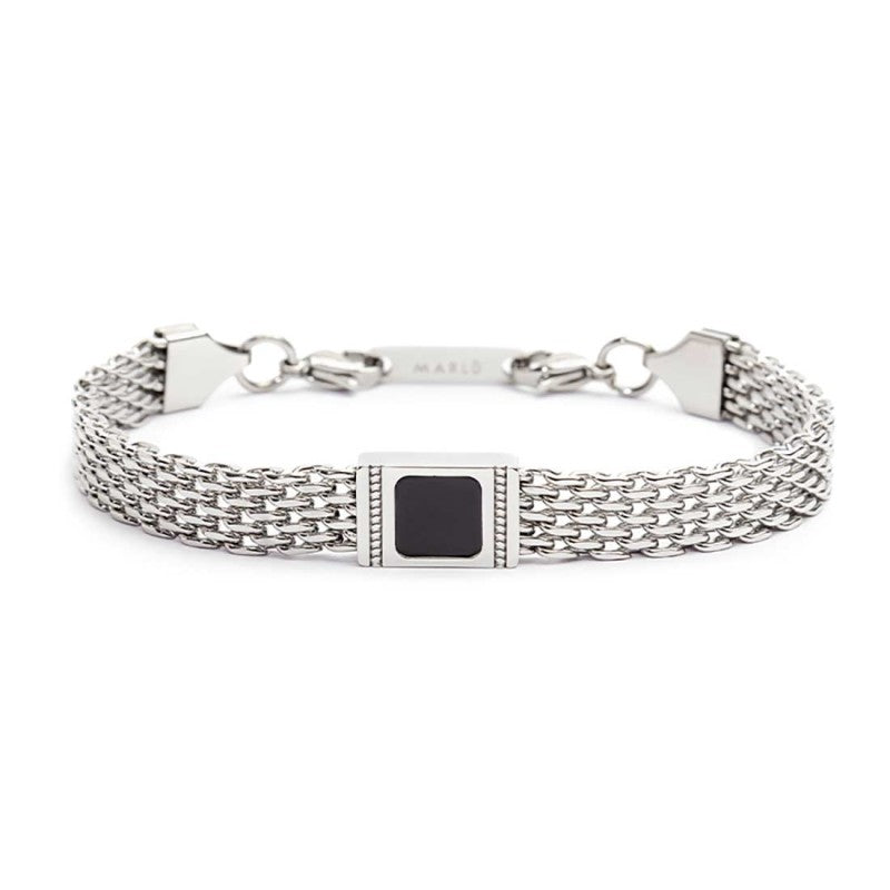 Bracciale Marlù Uomo con pietra centrale catena mesh onice