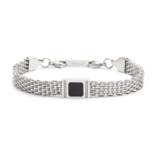 Bracciale Marlù Uomo con pietra centrale catena mesh onice
