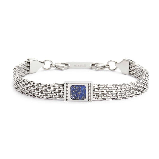 Bracciale Marlù Uomo con pietra centrale catena mesh lapis