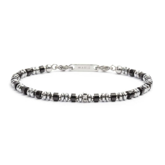 Bracciale Marlù Uomo con rondelle in pietra ed elementi in ematite nera
