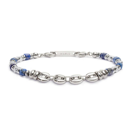 Bracciale Marlù Uomo con sodalite a rondelle e catena marine