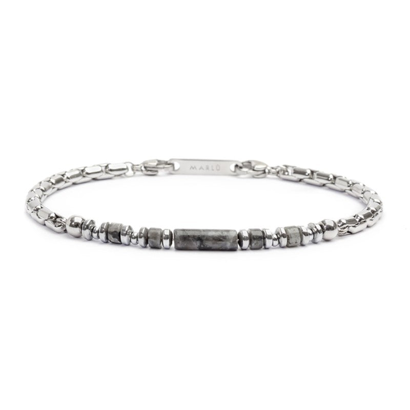 Bracciale Marlù Uomo con elementi in pietra ed elementi in ematite catena box