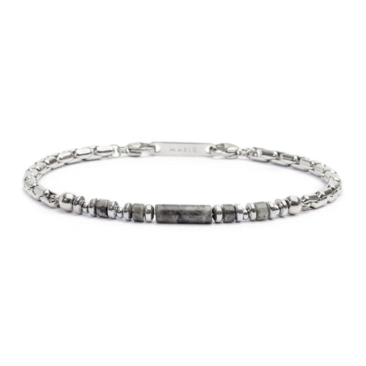 Bracciale Marlù Uomo con elementi in pietra ed elementi in ematite catena box