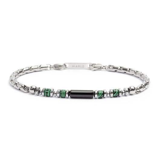 Bracciale Marlù Uomo con elementi in pietra ed elementi in ematite catena box