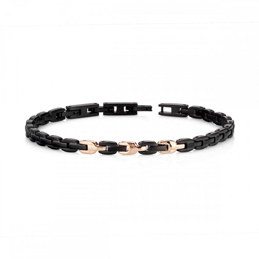 Bracciale Hèctor uomo Catena maglia marina black e rosè