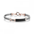 Bracciale Hèctor uomo Piastrina rosè e black con catena intreccio