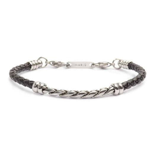 Bracciale Marlù Uomo in pelle sintetica con catena twisted