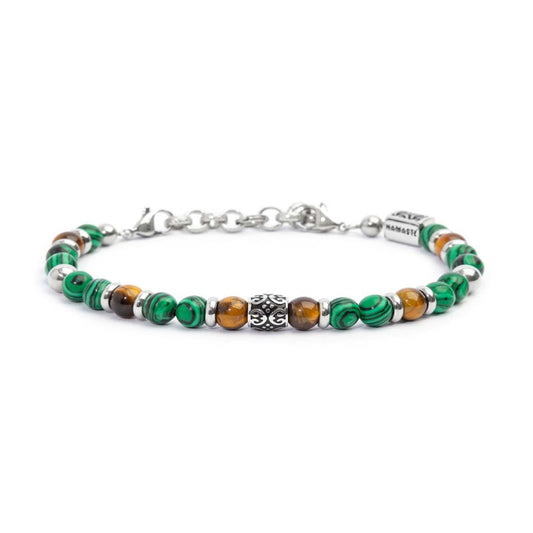 Bracciale Marlù unisex malachite e occhio di tigre