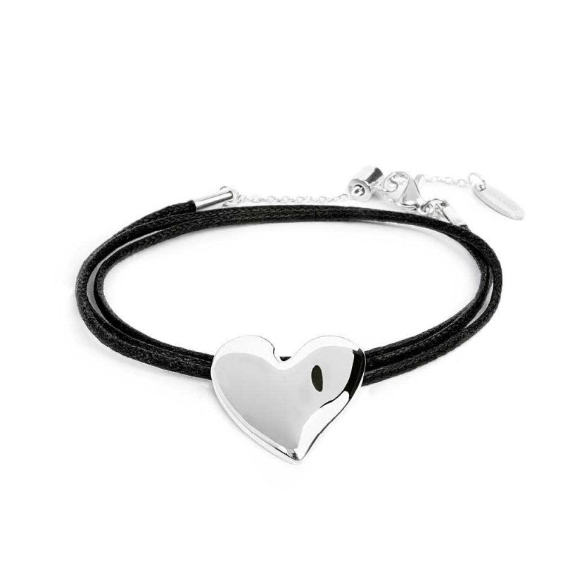 Bracciale Marlù Triplo filo con cordino nero con cuore irregolare