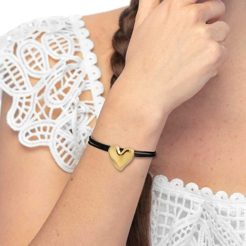 Bracciale Marlù Triplo filo con cordino nero con cuore irregolare