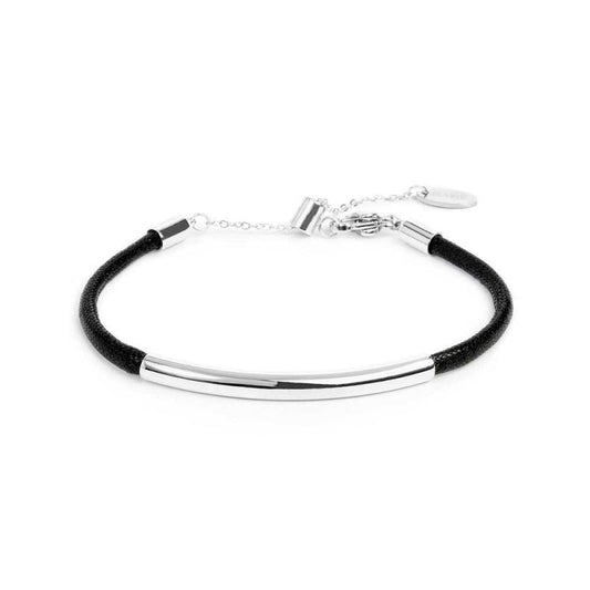 Bracciale Marlù Cordino nero con tubolare centrale
