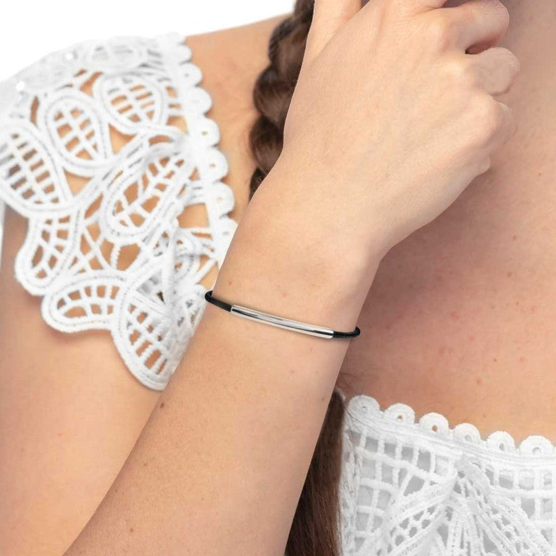 Bracciale Marlù Cordino nero con tubolare centrale