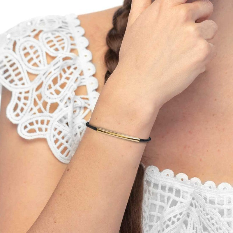 Bracciale Marlù Cordino nero con tubolare centrale