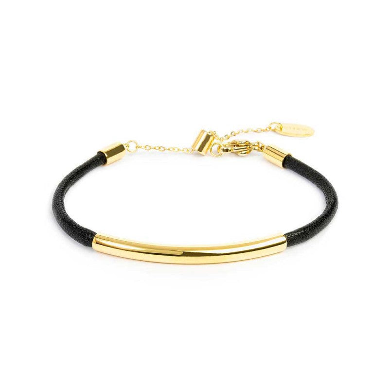Bracciale Marlù Cordino nero con tubolare centrale