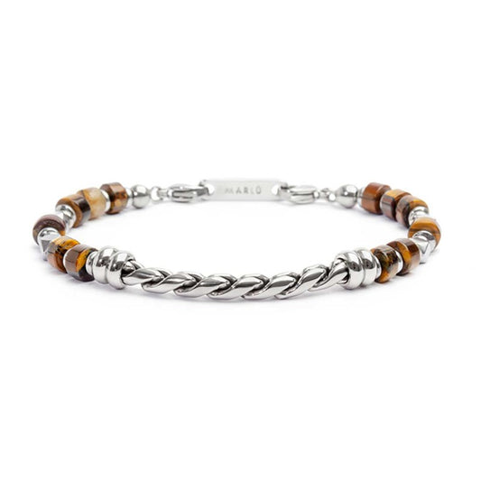 Bracciale Marlù Uomo con rondelle occhio di tigre catena twisted