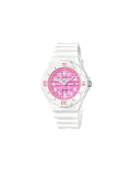 Orologio Casio bambina Analogico in silicone bianco con quadrante rosa a quadri