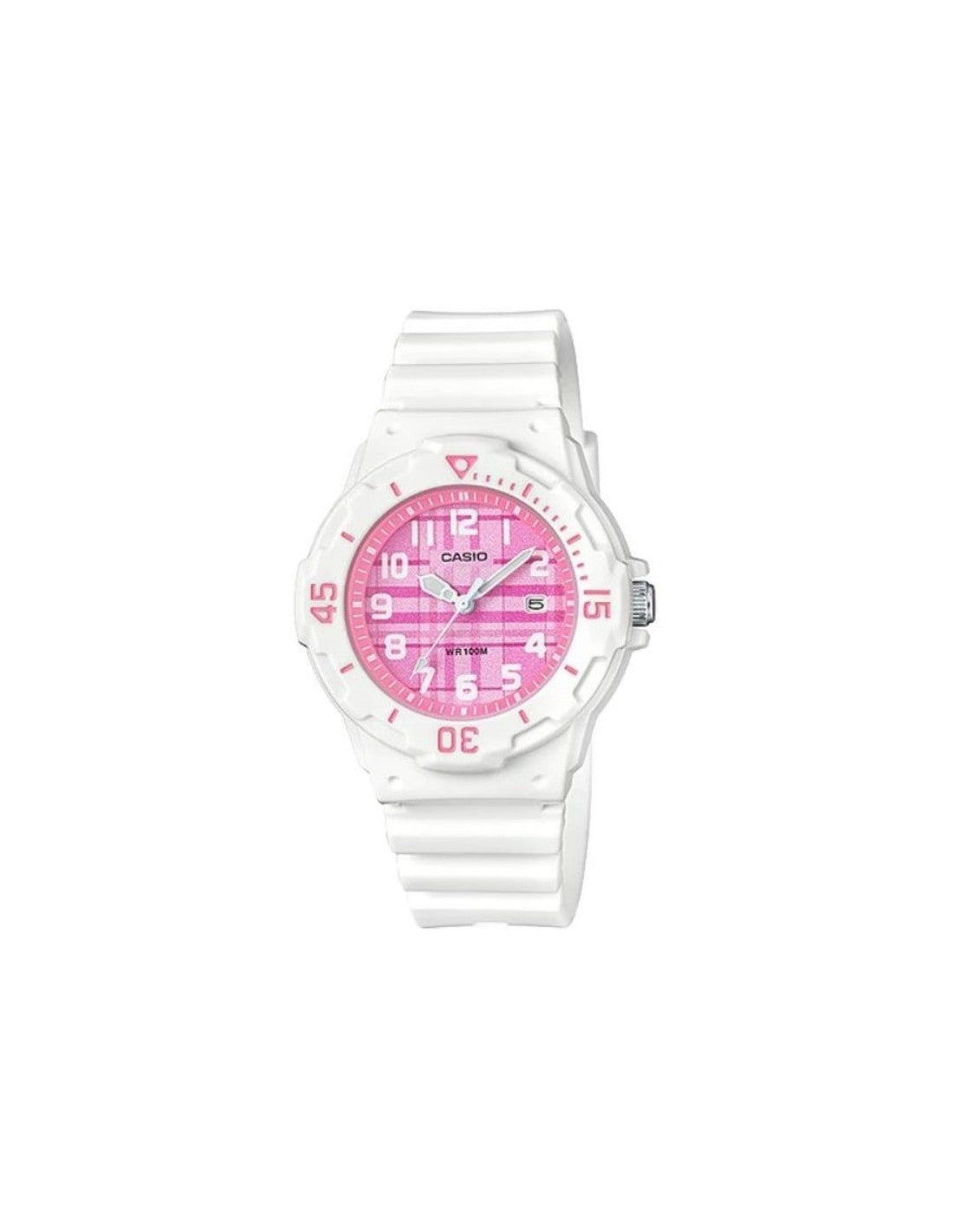 Orologio Casio bambina Analogico in silicone bianco con quadrante rosa a quadri