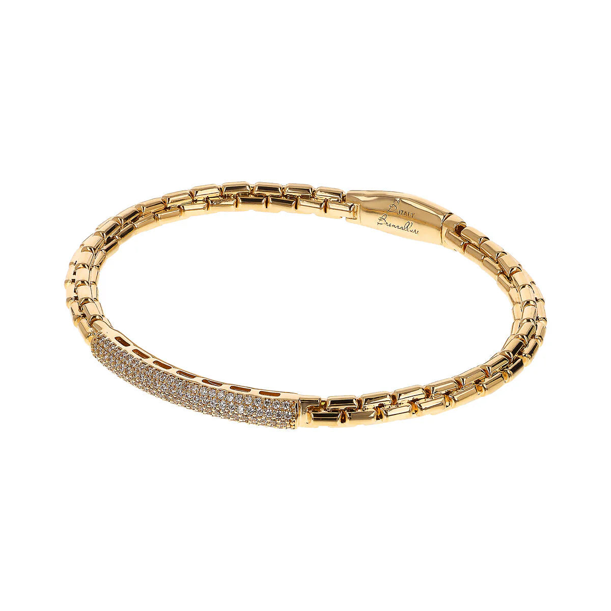 Bracciale Bronzallure Golden Semirigido Veneziana con Placchetta in Pavé di Cubic Zirconia