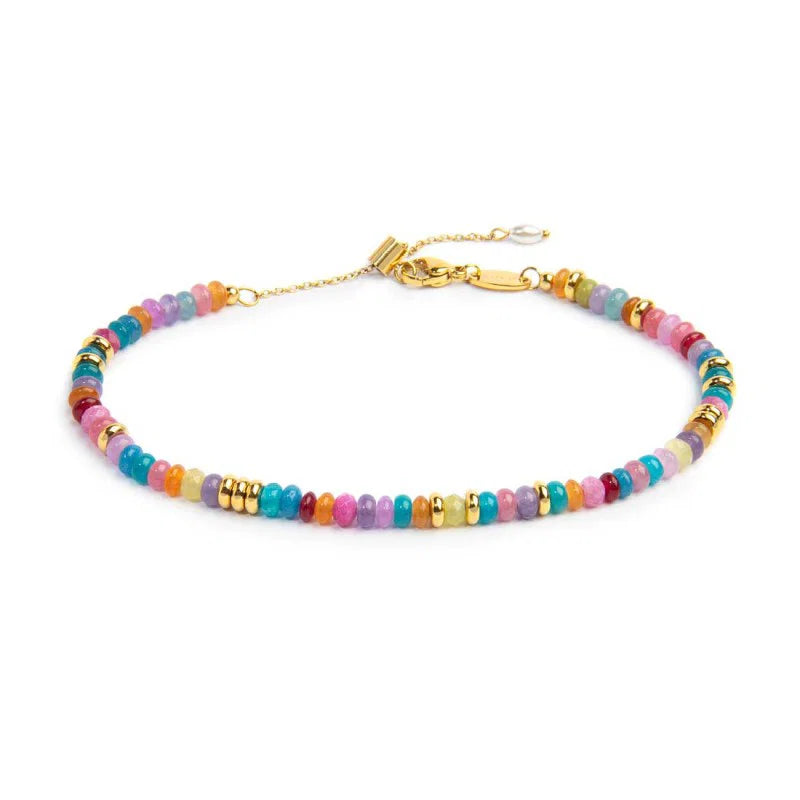 Cavigliera Marlù con perle a ciambella in plastica colorate