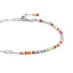 Cavigliera Marlù  catena con perline di plastica colorate e catena a maglia allungata