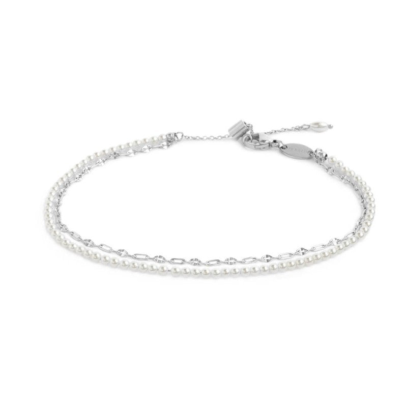 Cavigliera Marlù donna Doppia catena con perle