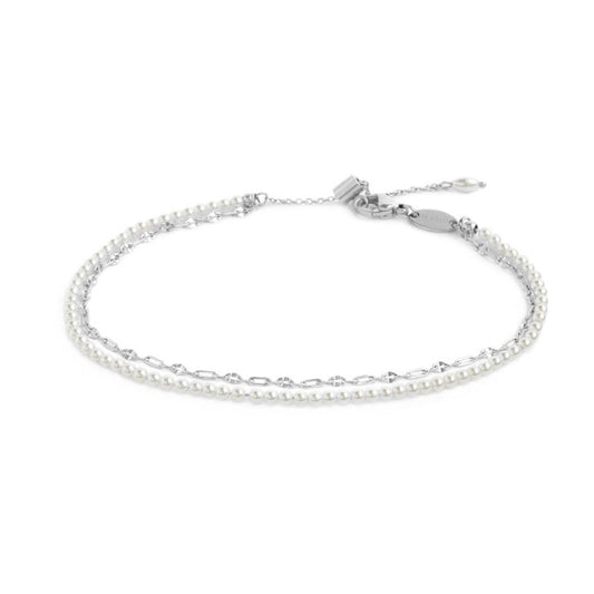 Cavigliera Marlù donna Doppia catena con perle