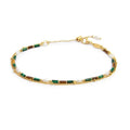 Cavigliera Marlù Doppia catena gold malachite e occhio di tigre