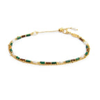 Cavigliera Marlù Doppia catena gold malachite e occhio di tigre