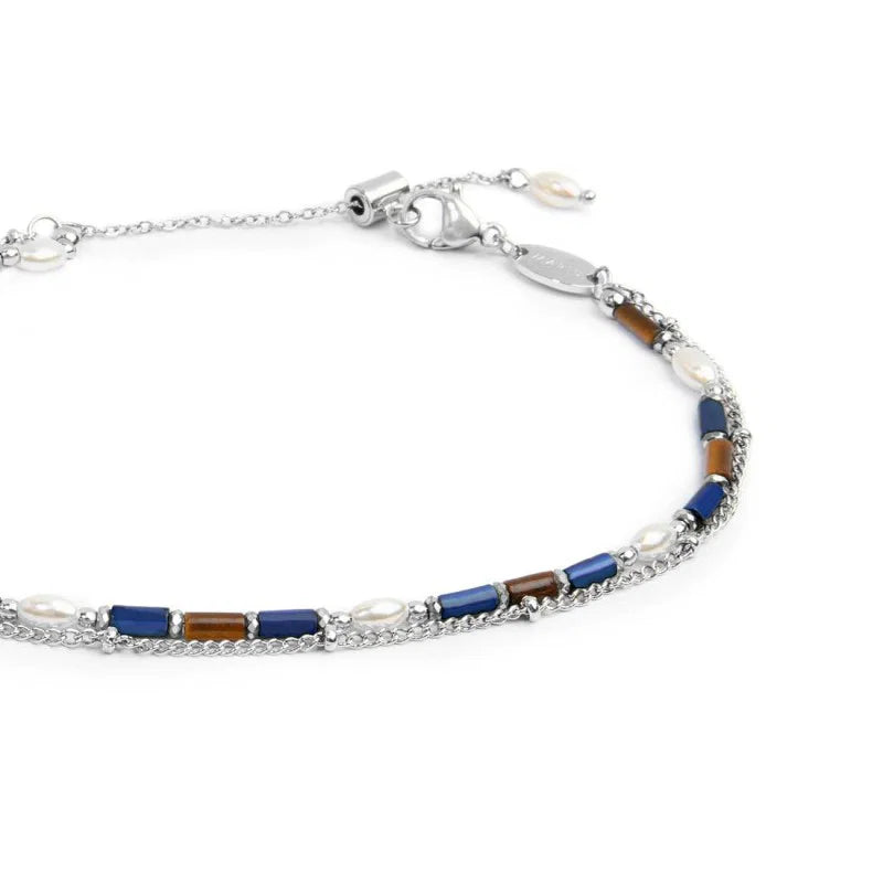 Cavigliera Marlù Doppia catena lapis e occhio di tigre