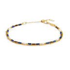 Cavigliera Marlù Doppia catena gold lapis e occhio di tigre