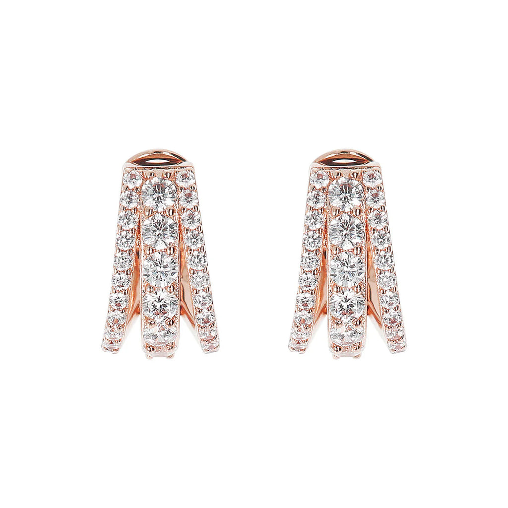 Orecchini Bronzallure a Cerchio Triplo Filo Pavé in Cubic Zirconia