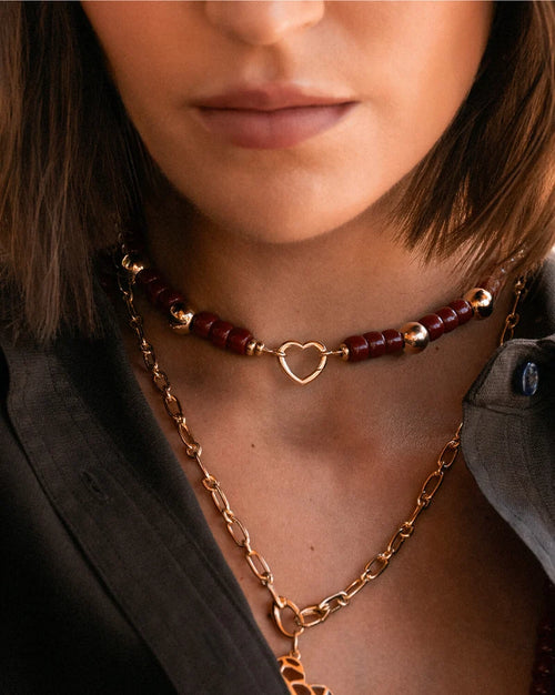 Collana Rue des Mille Charm bar Base boule Burgundy