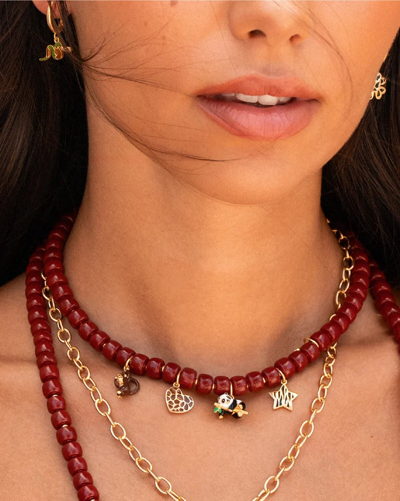 Collana Rue des Mille Charm bar Base Ibiza Burgundy